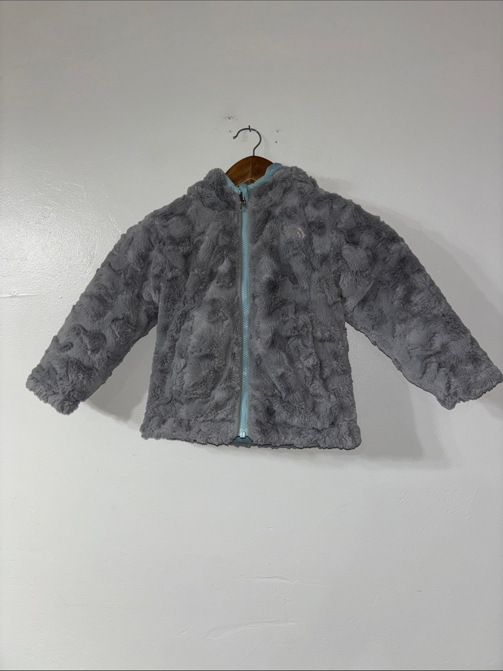 North Face Reversible Sherpa Jacket Light Blue Gray Warm Winter School Girls 3T